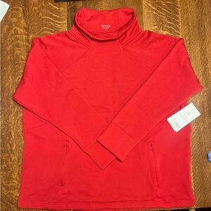 Athleta Vibrant Red Funnel Neck Top 1X MSRP $149